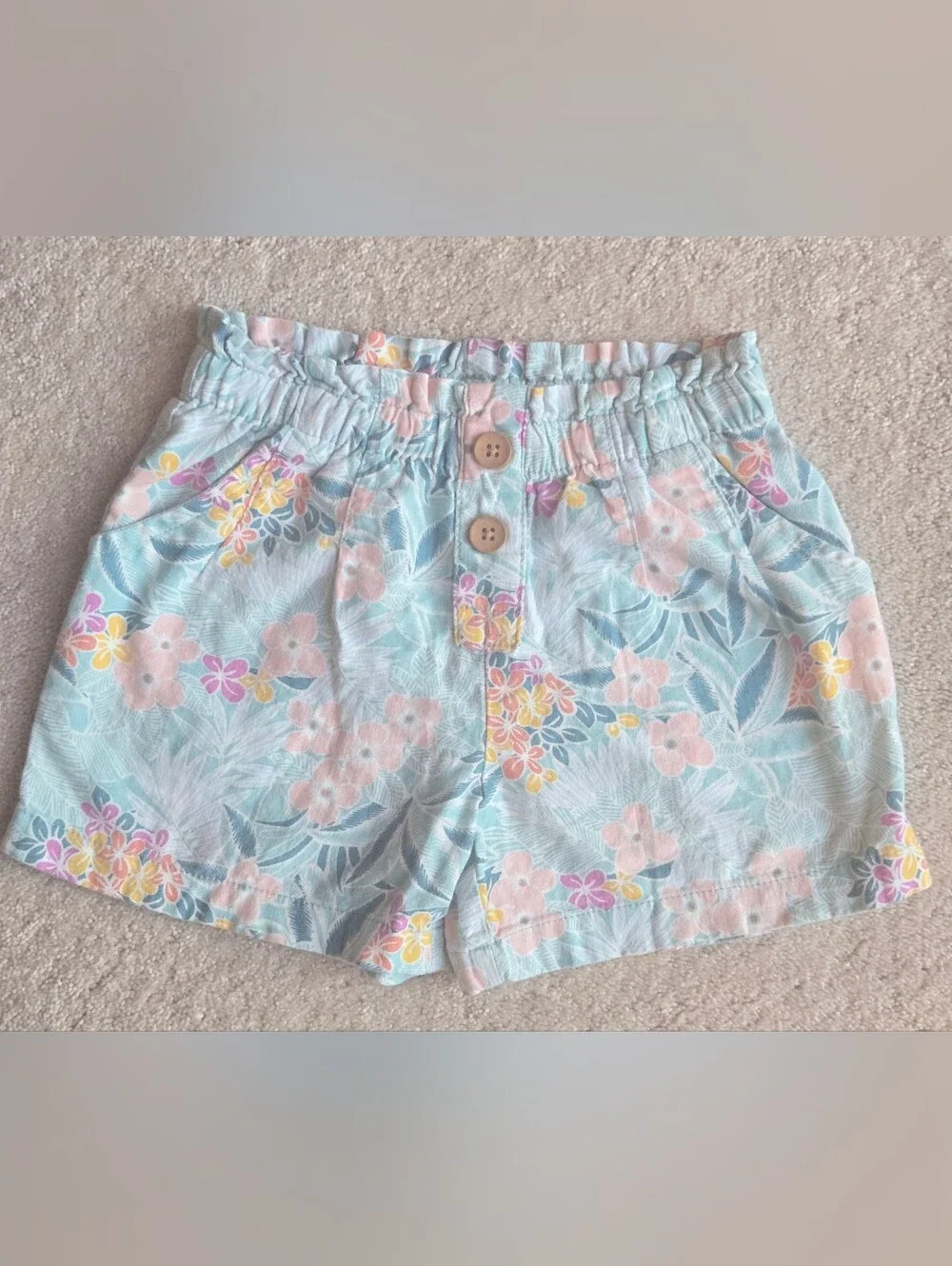 OshKosh B'gosh Light Blue Floral Elastic-Waist Shorts